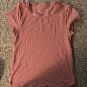 American Eagle Outfitters Coral Ribbed Tee